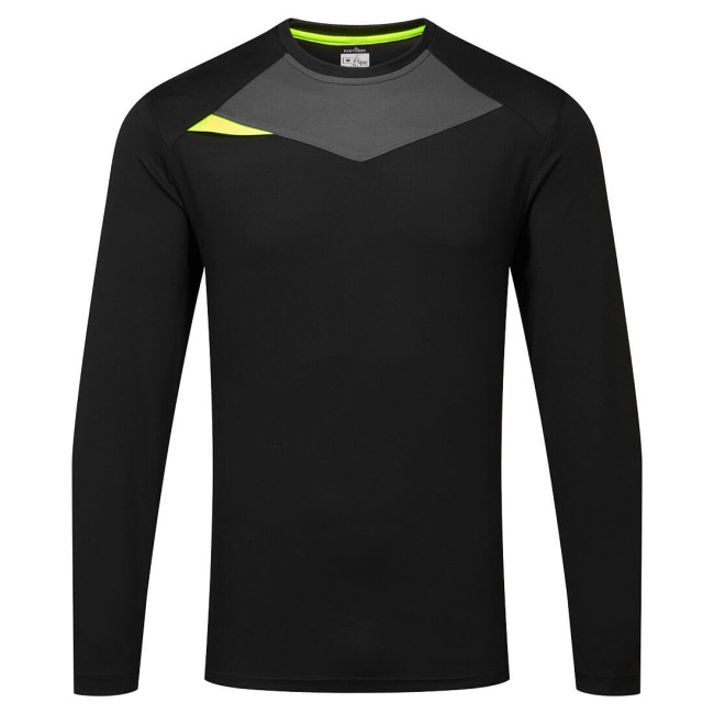 T-shirt HiVis Lange Mouwen Zwart - Portwest