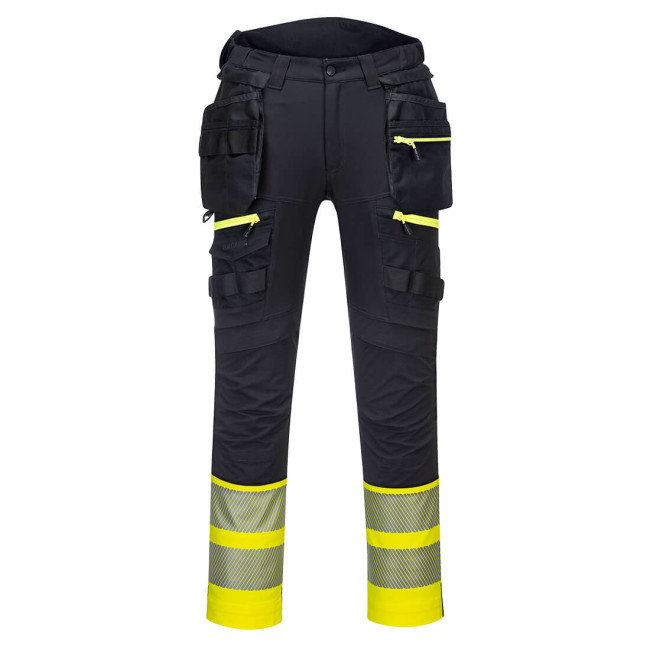 Pantalon Poches flottantes DX4 Haute-Visibilité Classe 1 Jaune/Noir - Portwest