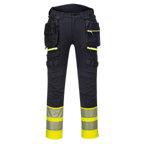 Pantalon Poches flottantes DX4 Haute-Visibilité Classe 1 Jaune/Noir - Portwest