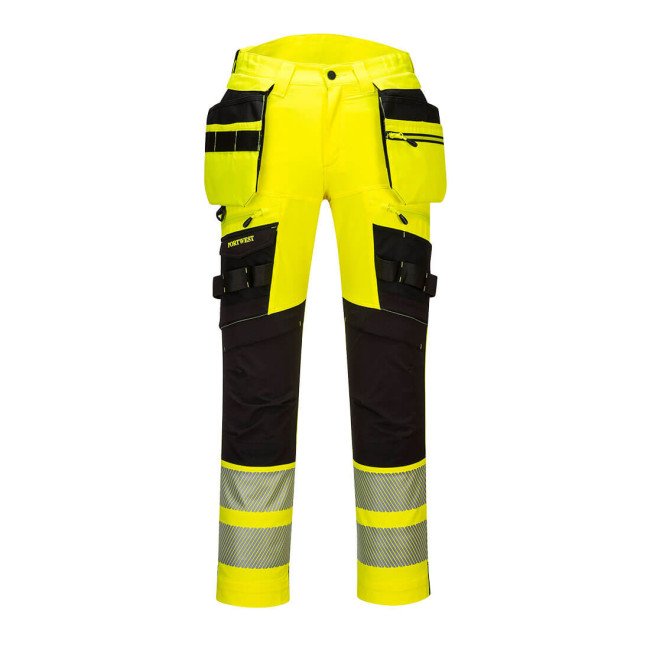 DX4 Hoge Zichtbaarheid broek met afneembare drijvende zakken Geel/Zwart - Portwest