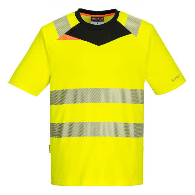 DX4 T-shirt Wysokiej Widoczności K/R Żółty/Czarny - Portwest