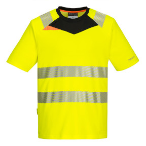 DX4 T-shirt Wysokiej Widoczności K/R Żółty/Czarny - Portwest