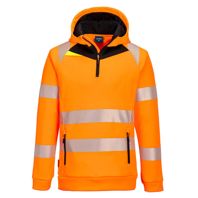 DX4 Hi-Vis 1/4 Zip Hoodie Orange/Schwarz - Portwest