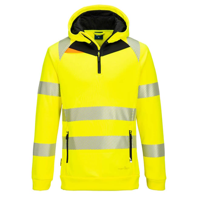 DX4 Hi-Vis 1/4 Zip Hoodie Jaune/Noir - Portwest