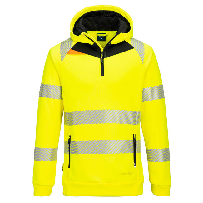DX4 Hi-Vis 1/4 Zip Hoodie Gelb/Schwarz - Portwest
