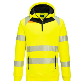 DX4 Hi-Vis 1/4 Zip Hoodie Gelb/Schwarz - Portwest