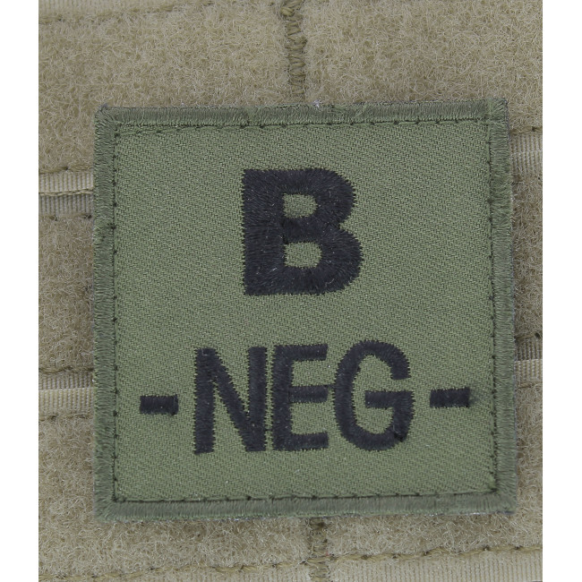 Écusson groupe sanguin B- Noir sur Vert Armée - DMB