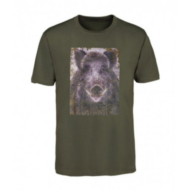 Kinder T-shirt Kaki met zeefdruk everzwijn - Percussion