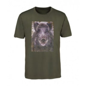 Kinder T-shirt Kaki met zeefdruk everzwijn - Percussion