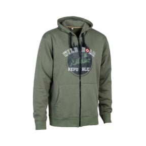 Sweat à capuche zippé Kaki Wild Boar Republic - Percussion