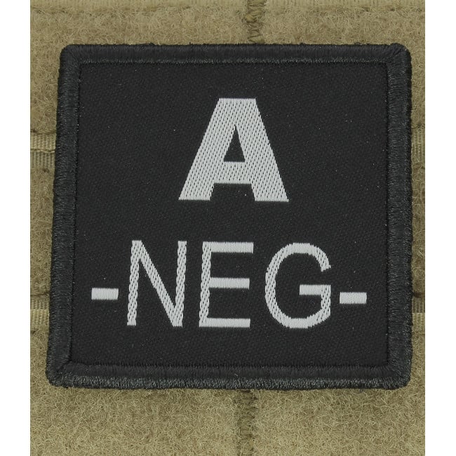 Patch groupe sanguin A- brodé sur tissu Noir - A10 Equipment