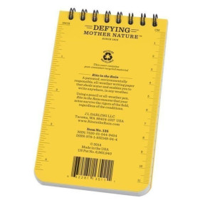 Carnet 7.6 x 12.7cm, 100 pages, spirale horizontale jaune - rite in the rain