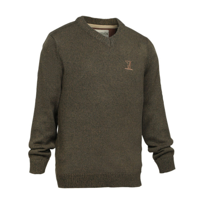 Pull col rond Kaki brodé enfant - Percussion