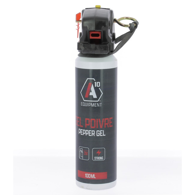 Aérosol lacrymogène anti-agression gel poivre 100 mL avec poignée - A10 Equipment