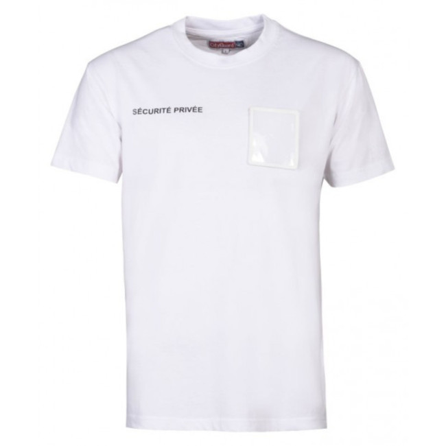 Tee-shirt Sécurité Blanc avec grande fenêtre matricule - CityGuard