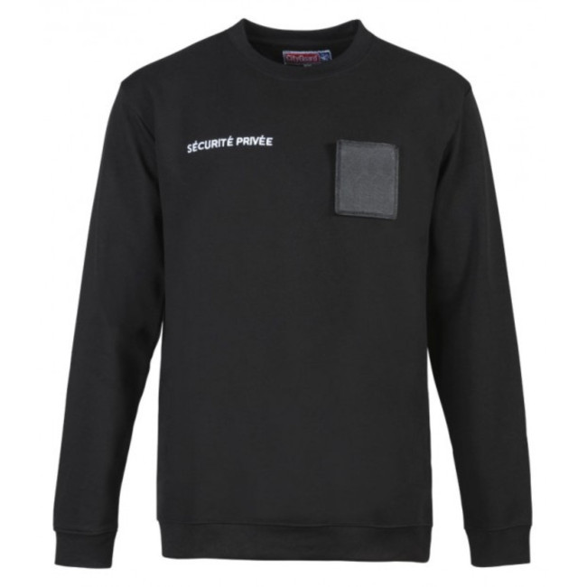 Sweatshirt Sécurité Noir avec grande fenêtre matricule - CityGuard