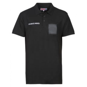 Katoenen Polo Veiligheid Zwart met groot matrikelnummer venster - CityGuard