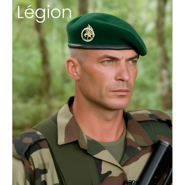 Béret Militaire Vert Légion Bord en Cuir - Patrol Équipements