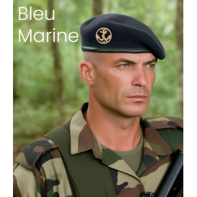 Béret Militaire Bleu Marine Bord en Cuir - Patrol Équipements