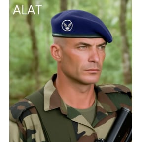 Béret Militaire Alat Bleu Bord en Cuir - Patrol Équipements