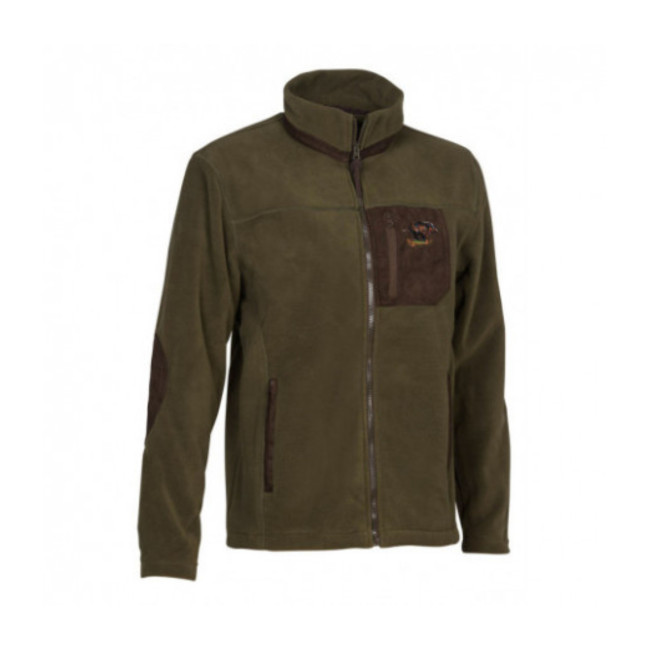 Fleecejacke mit gesticktem Wildschwein Jagd Khaki - Percussion
