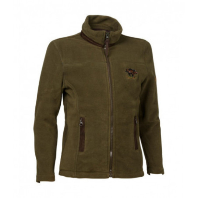 Fleece Jas kinderen Khaki met geborduurd zwijn - Percussion
