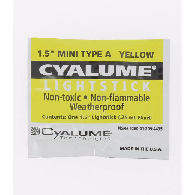 Lichtstok MINI 3.75 cm - 4 uur - geel - Cyalume