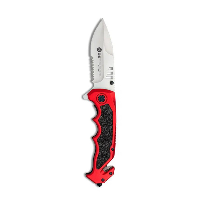 Couteau pliant tactique lame 9.6cm Rouge/noir - K25