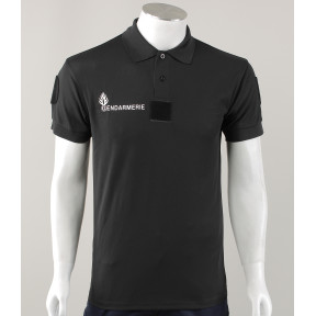 Polo de manga corta Cooldry con velcro Gendarmería - Negro - Patrol Equipement