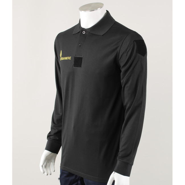 Polo Gendarmerie Mobile Cooldry + Velcros Noir -Patrol Equipement