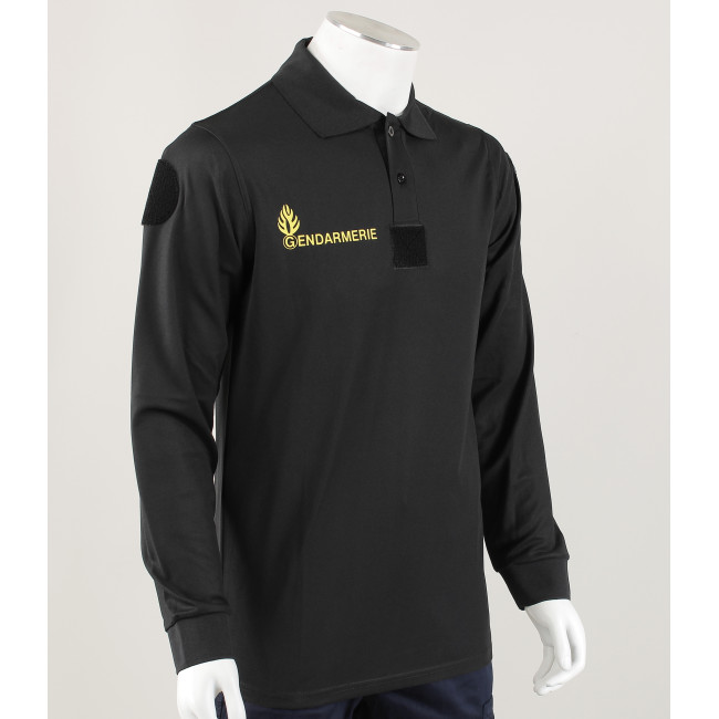 Mobile Gendarmerie Cooldry Poloshirt + Klettverschluss Schwarz - Patrol Equipement