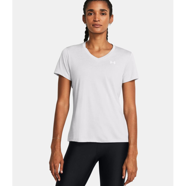 T-shirt avec col en V femme UA Tech™ Twist - Gris Halo - Under Armour