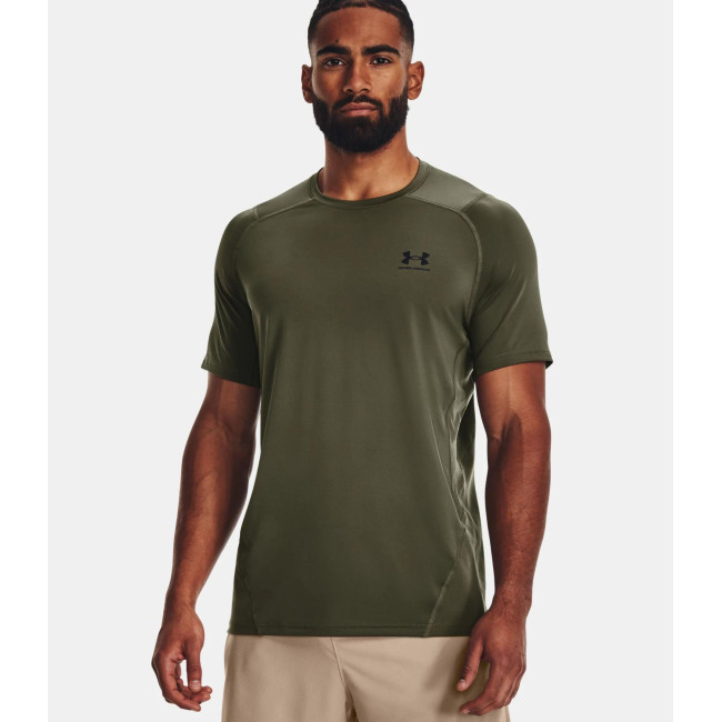 Dopasowana koszulka z krótkimi rękawami HeatGear® Armour dla mężczyzn - Oliwkowa - Under Armour