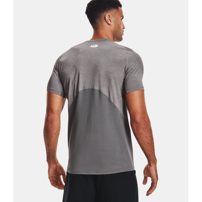 Dopasowana koszulka z krótkimi rękawami HeatGear® Armour dla mężczyzn - Szary Melanż / Czarny - Under Armour