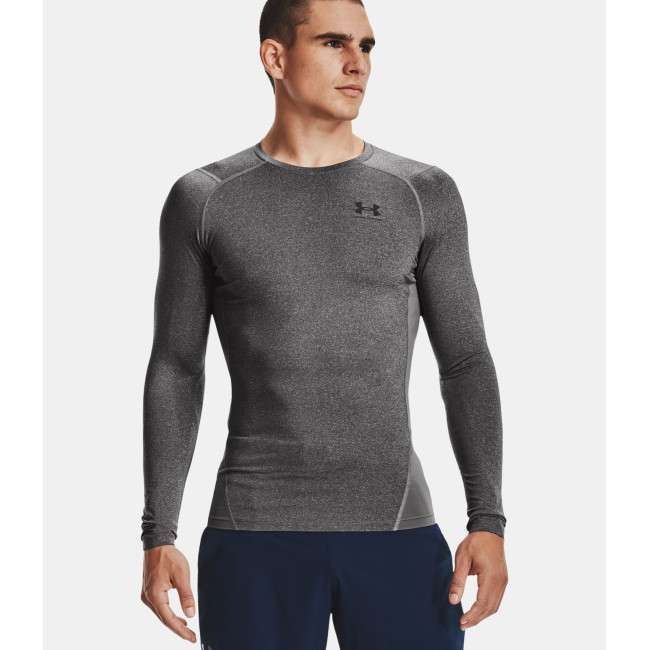 Longsleeve shirt HeatGear® Armour voor heren - Grijs Gemêleerd / Zwart - Under Armour