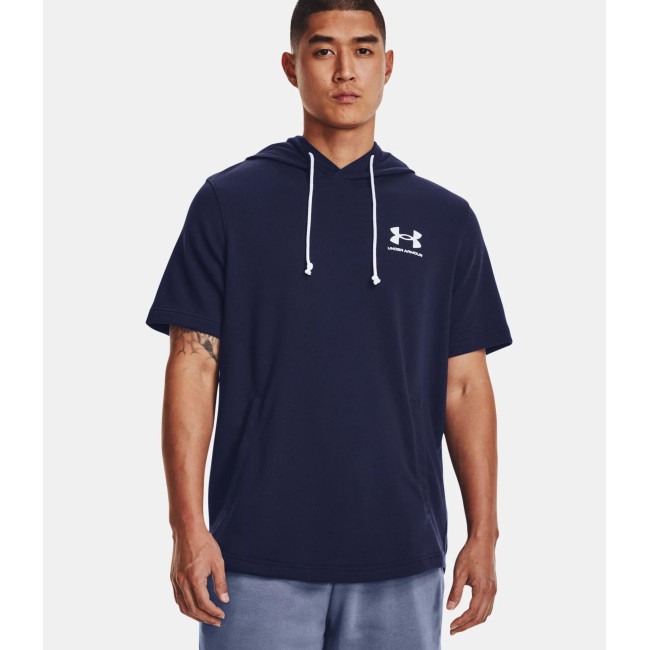 Sweat à capuche et manches courtes UA Rival Terry LC - Bleu Marine - Under Armour