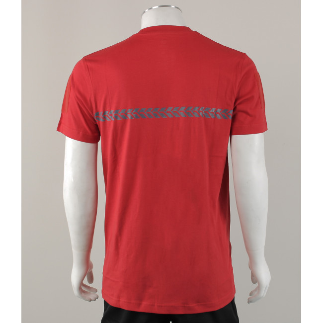 Safetek T-Shirt 210g mit Aufschriften und Streifen Feuerwehr Rot - GK