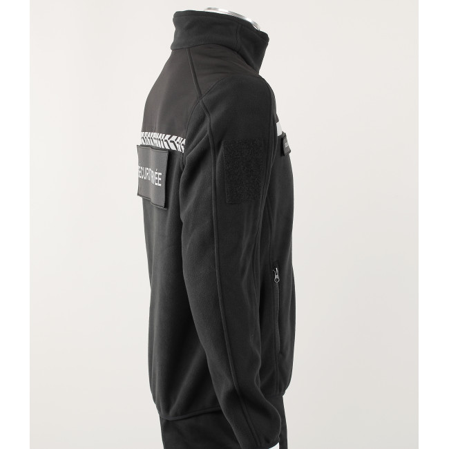 Fleecejacke Safetek Private Sicherheit mit HV-Streifen Schwarz - GK