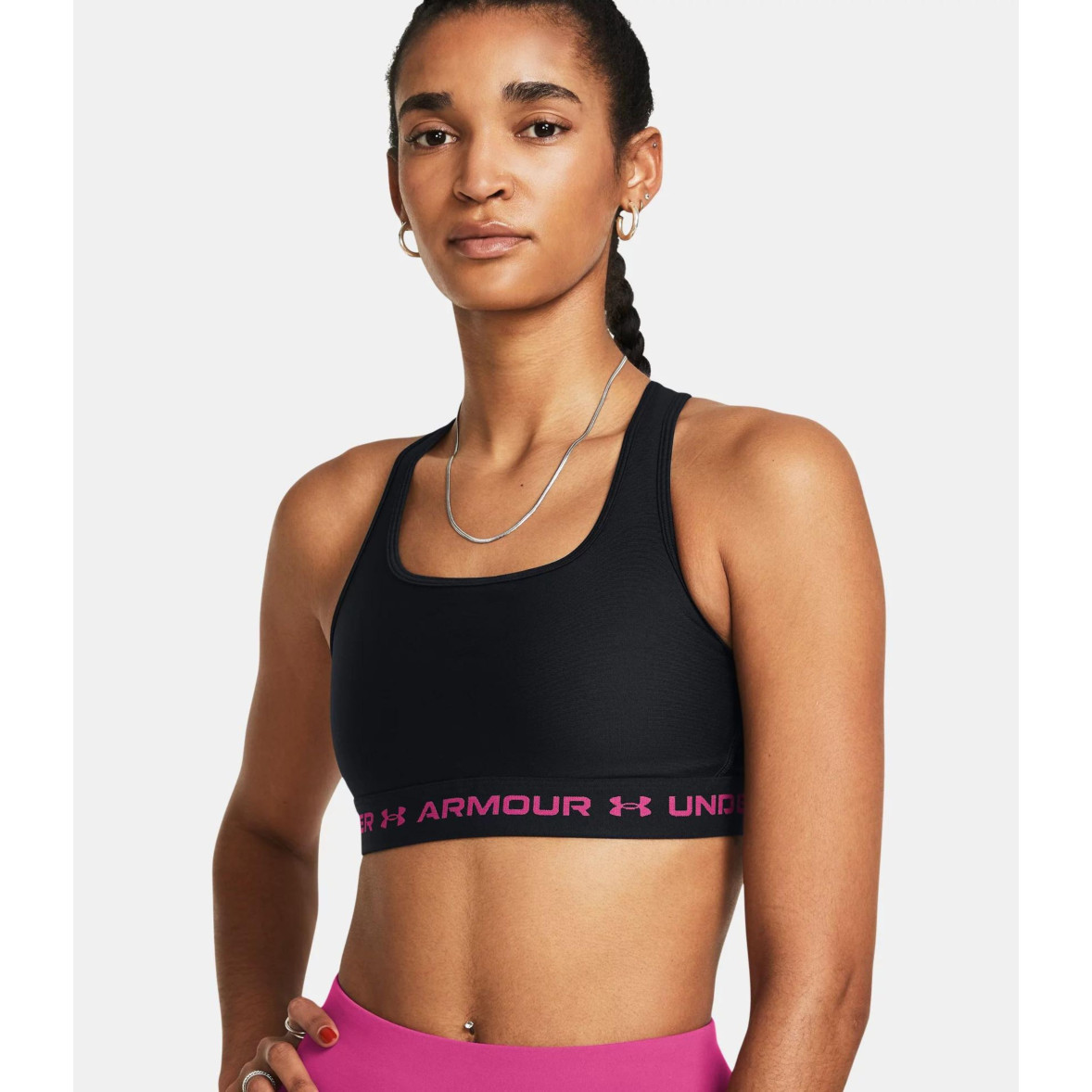 Women's Armour® Crossback Medium-Support Sports Bra Black Pink