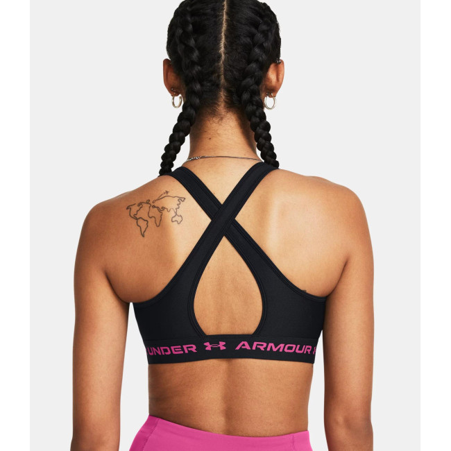 Sport-BH met matige ondersteuning Armour® Crossback voor dames - Zwart / Roze - Under Armour