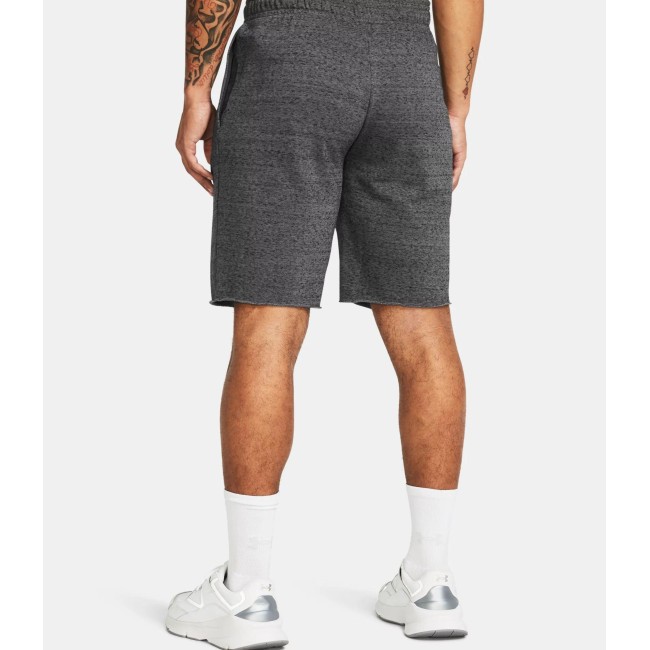 Short UA Rival Terry pour homme - Gris Chiné / Blanc - Under Armour