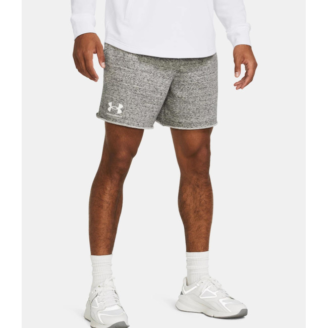 Heren Short UA Rival Terry 6' - Onyx Wit - Under Armour