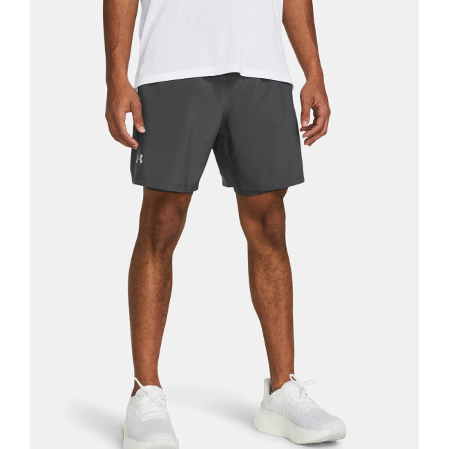 Short homme UA Launch 2 en 1 7' - Gris Pierre - Under Armour