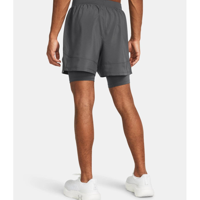 Short homme UA Launch 2 en 1 5' - Gris Pierre - Under Armour