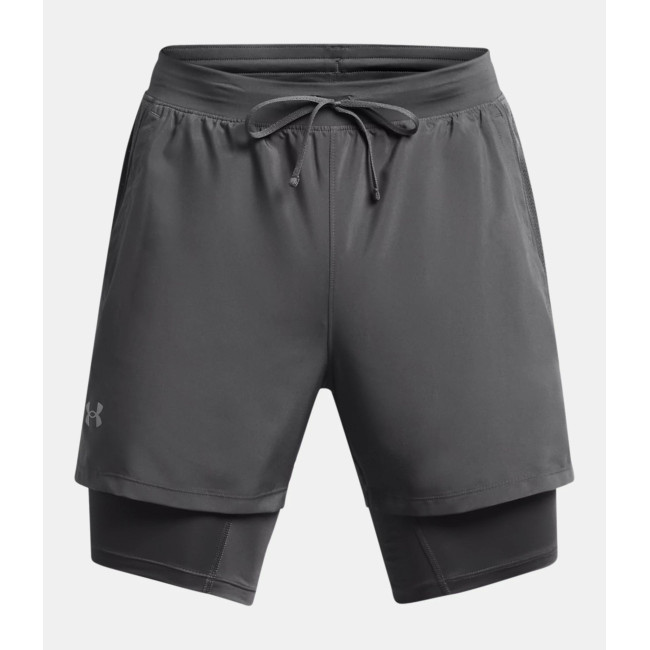 Heren Short UA Launch 2 in 1 5' - Steengrijs - Under Armour