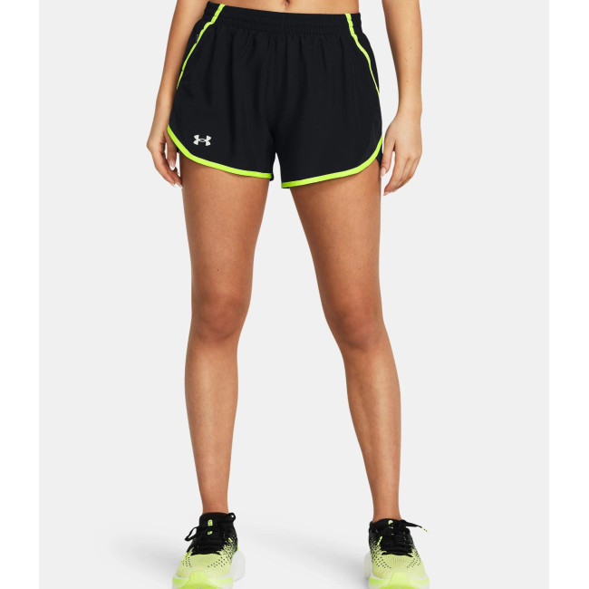Dames UA Fly-By 3' Short - Zwart / Geel - Under Armour