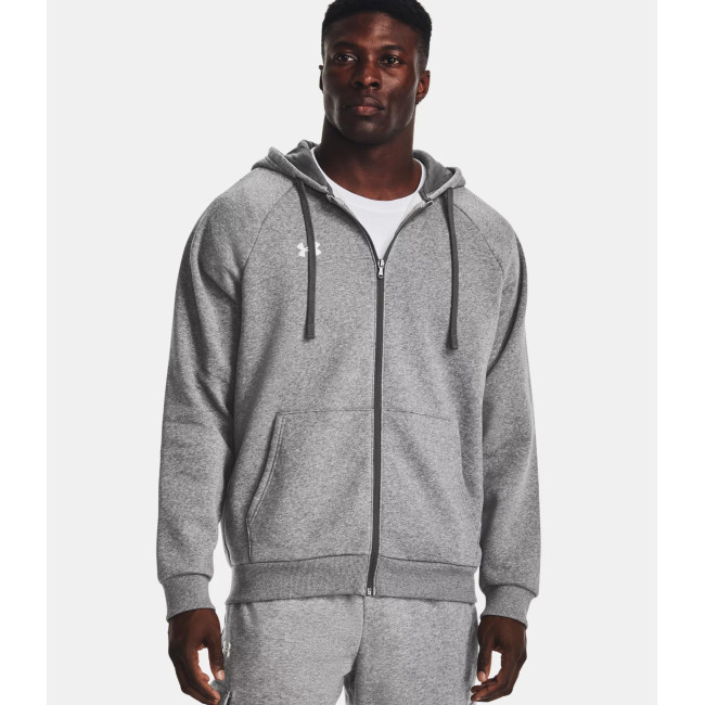 Sweat à capuche Full-Length homme UA Rival - Gris Chiné / Blanc - Under Armour
