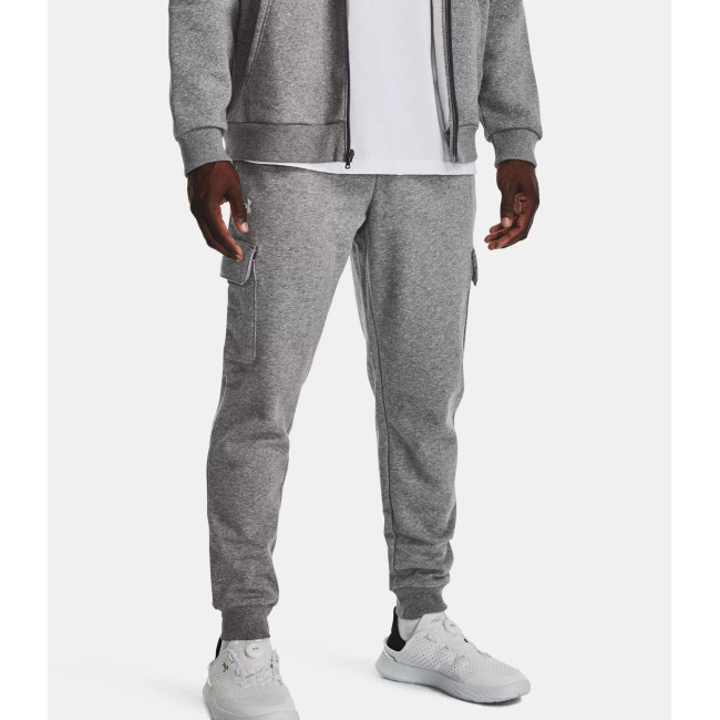 Dres męski UA Rival Fleece Cargo - Szary Melanż / Biały - Under Armour