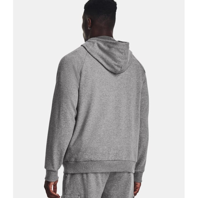 Hoodie polaire homme UA Rival Logo - Gris Chiné / Blanc - Under Armour