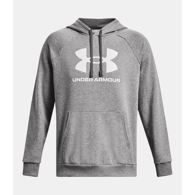 Hoodie polarowa męska UA Rival Logo - Szara Melanż / Biała - Under Armour